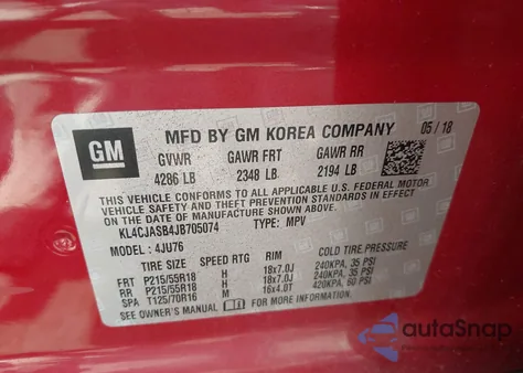 2018 Buick Encore Preferred z USA, uszkodzony, nr VIN KL4CJASB4JB705074